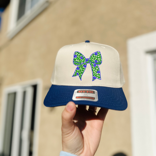 Coquette Floral Bow Embroidered Hat