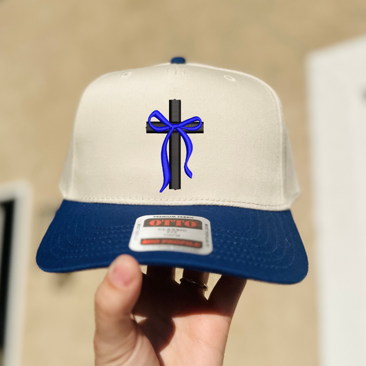 Cross with Bow Embroidered Hat