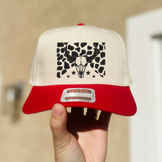Cow Skull Embroidered Hat