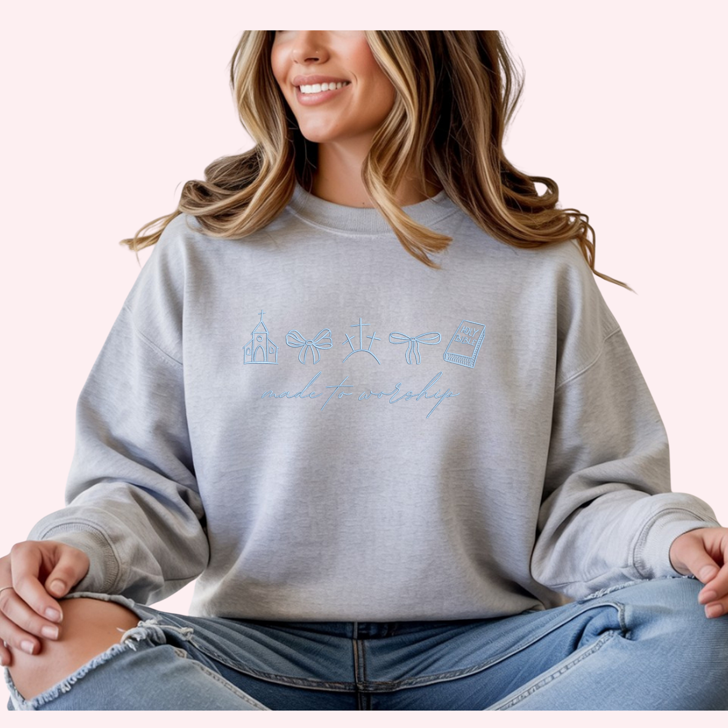 Made to Worship Embroidered Sweatshirt