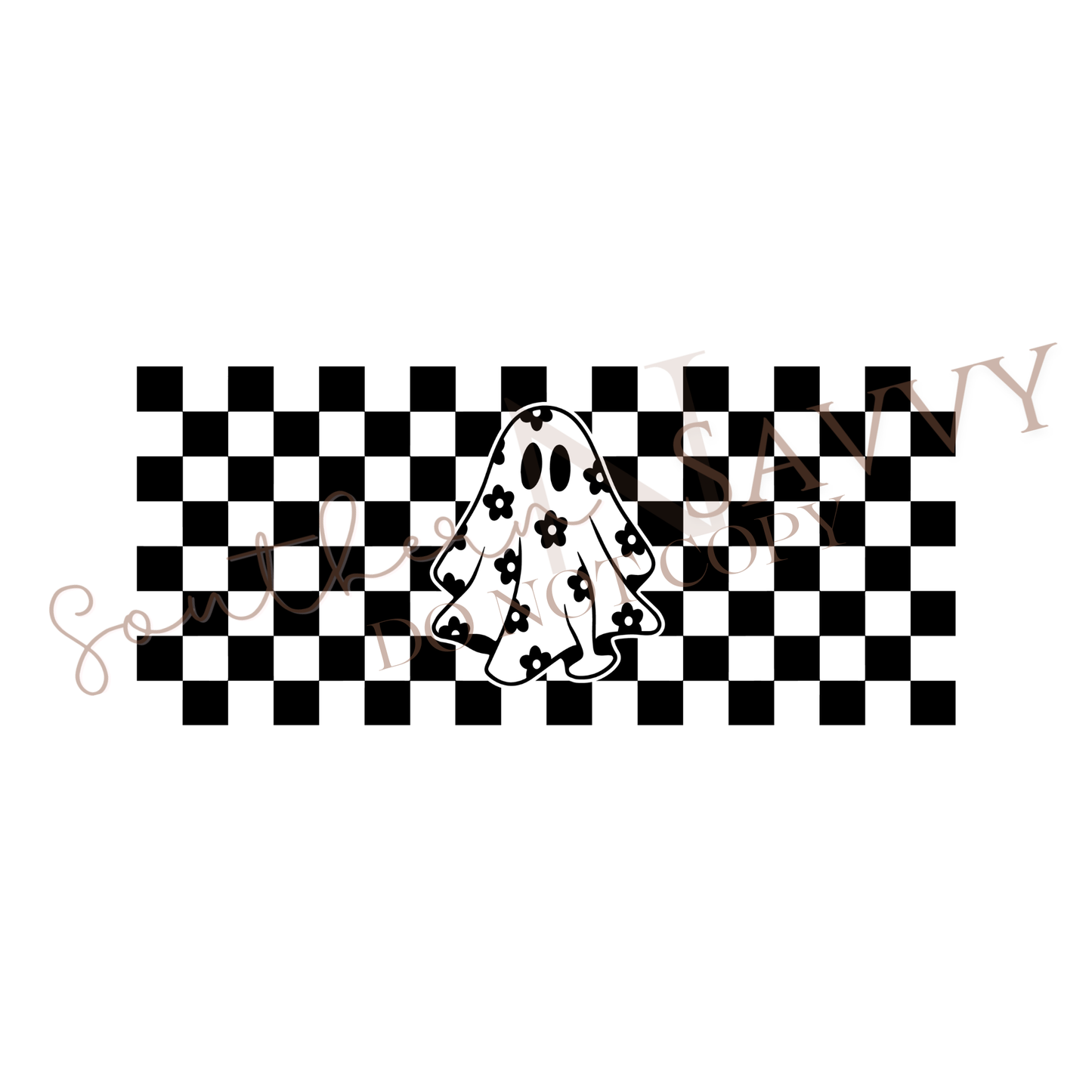 Checkered Ghost UV DTF 16oz Cup Wrap