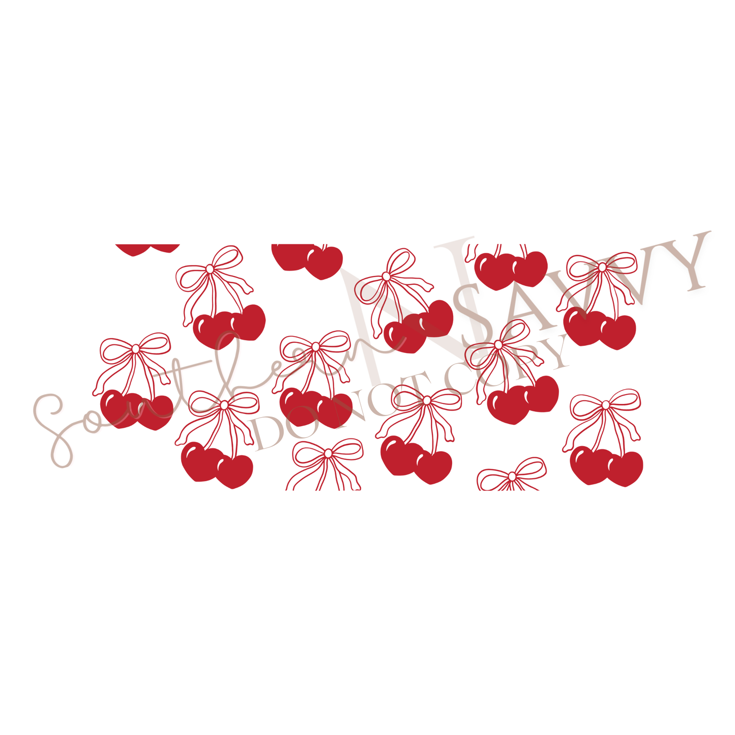 Cherry and Bow UV DTF 16oz Cup Wrap