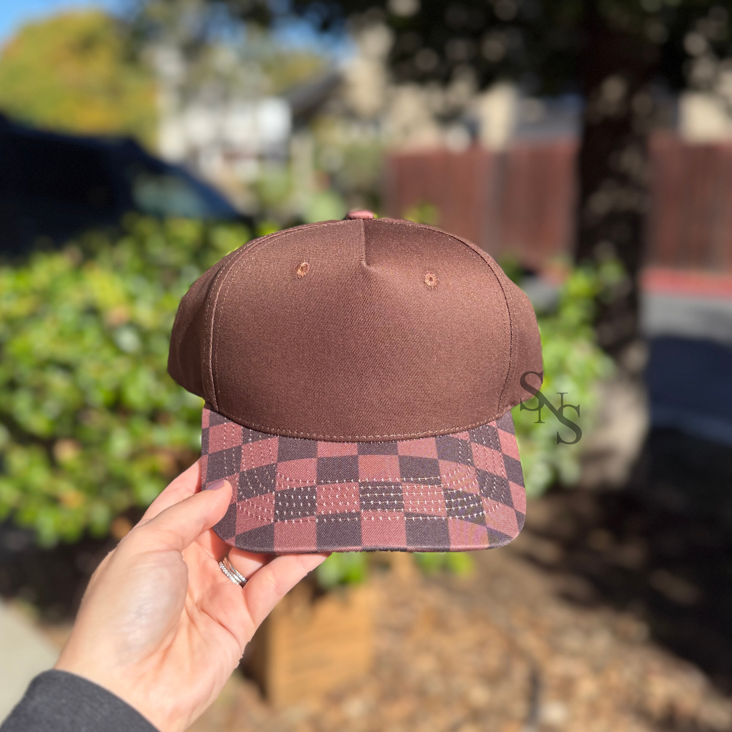 BLANK Tan/Brown Checkered Hat