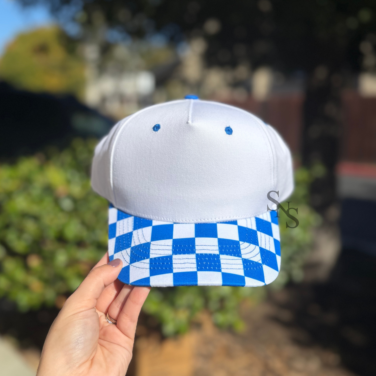 BLANK White/Royal Checkered Hat