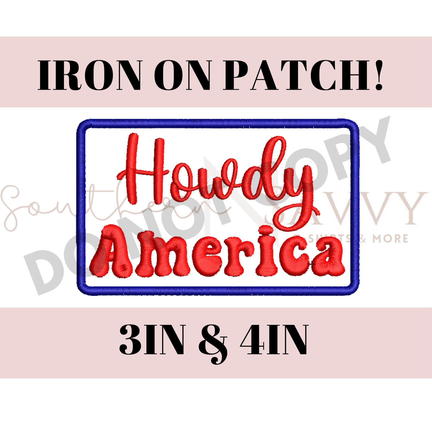 Howdy America 4th of July Independence Day 4in Iron On Patch Trucker Hat Patch