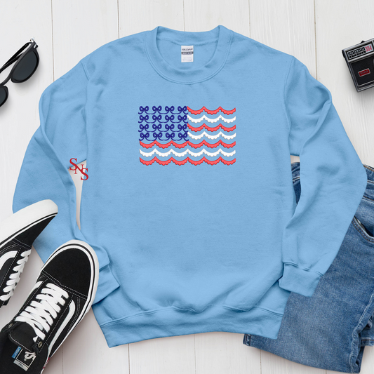 Bow Flag Embroidered T-Shirt and Sweatshirt