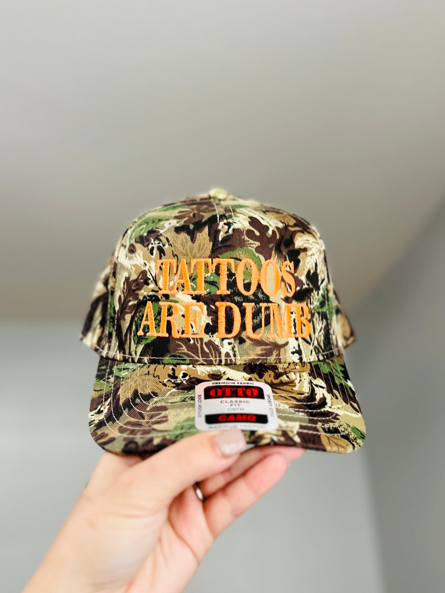 Tattoos are Dumb Camo Embroidered Hat