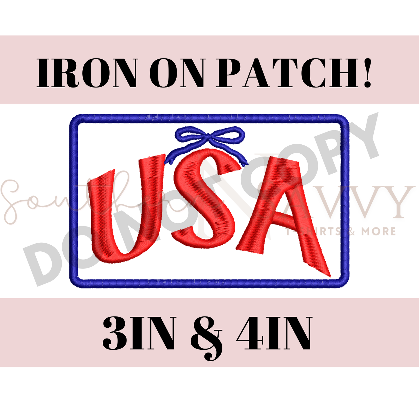 USA Bow 4th of July Independence Day 4in Iron On Patch Trucker Hat Patch