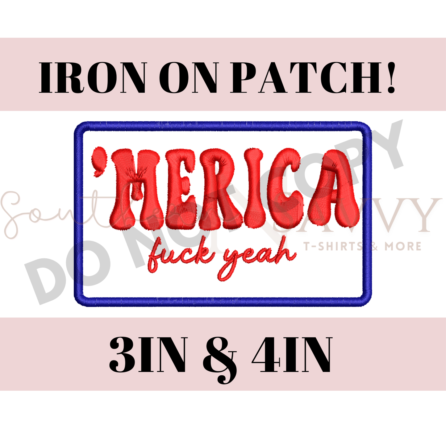 Merica F Yeah 4th of July Independence Day 4in Iron On Patch Trucker Hat Patch