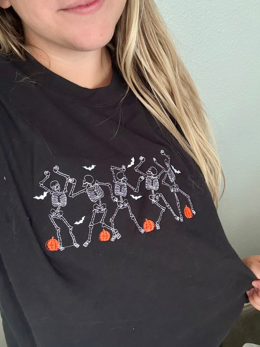 Dancing Skeletons Embroidered Shirt