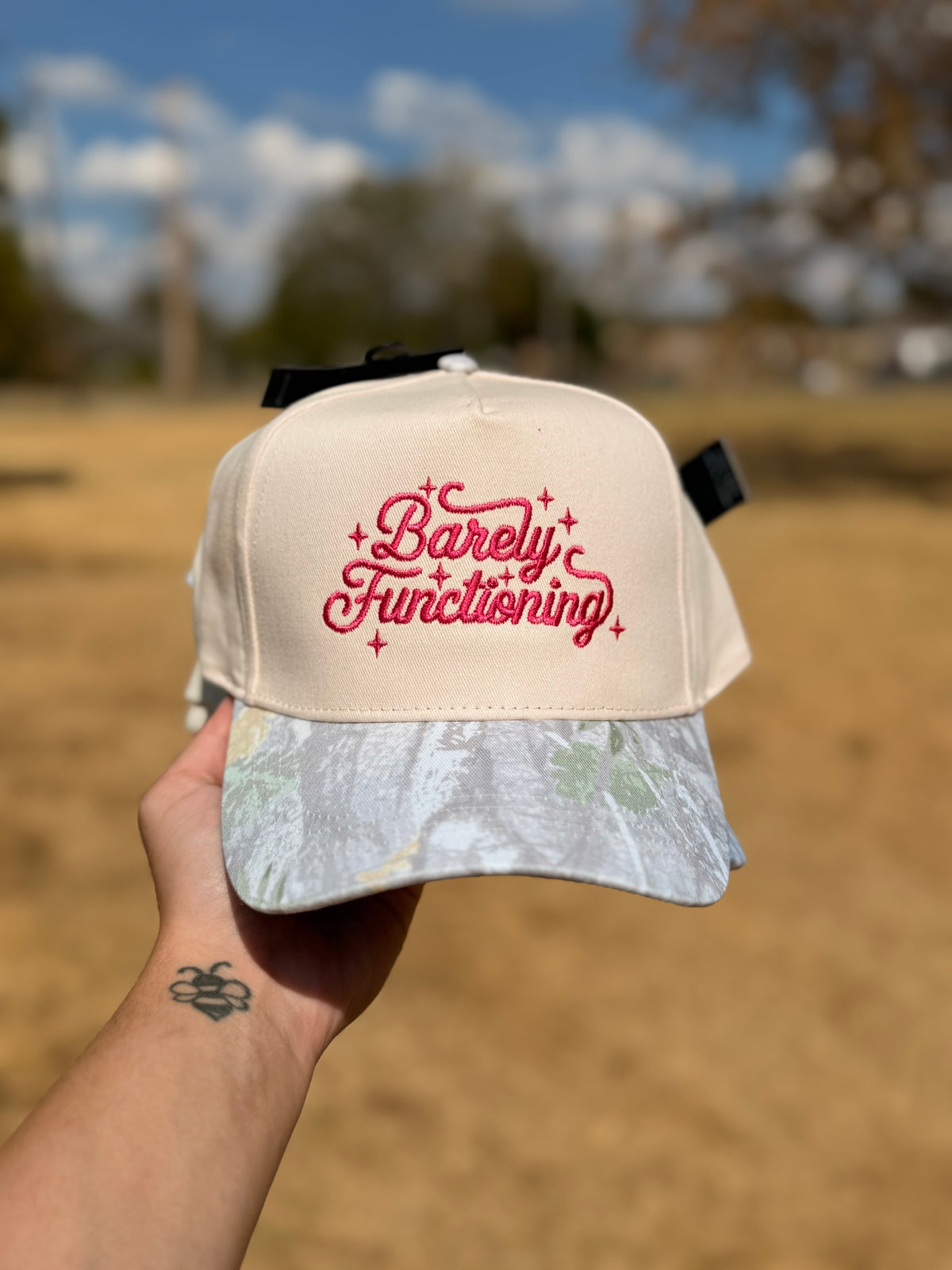 Barely Functioning White Camo Embroidered Hat