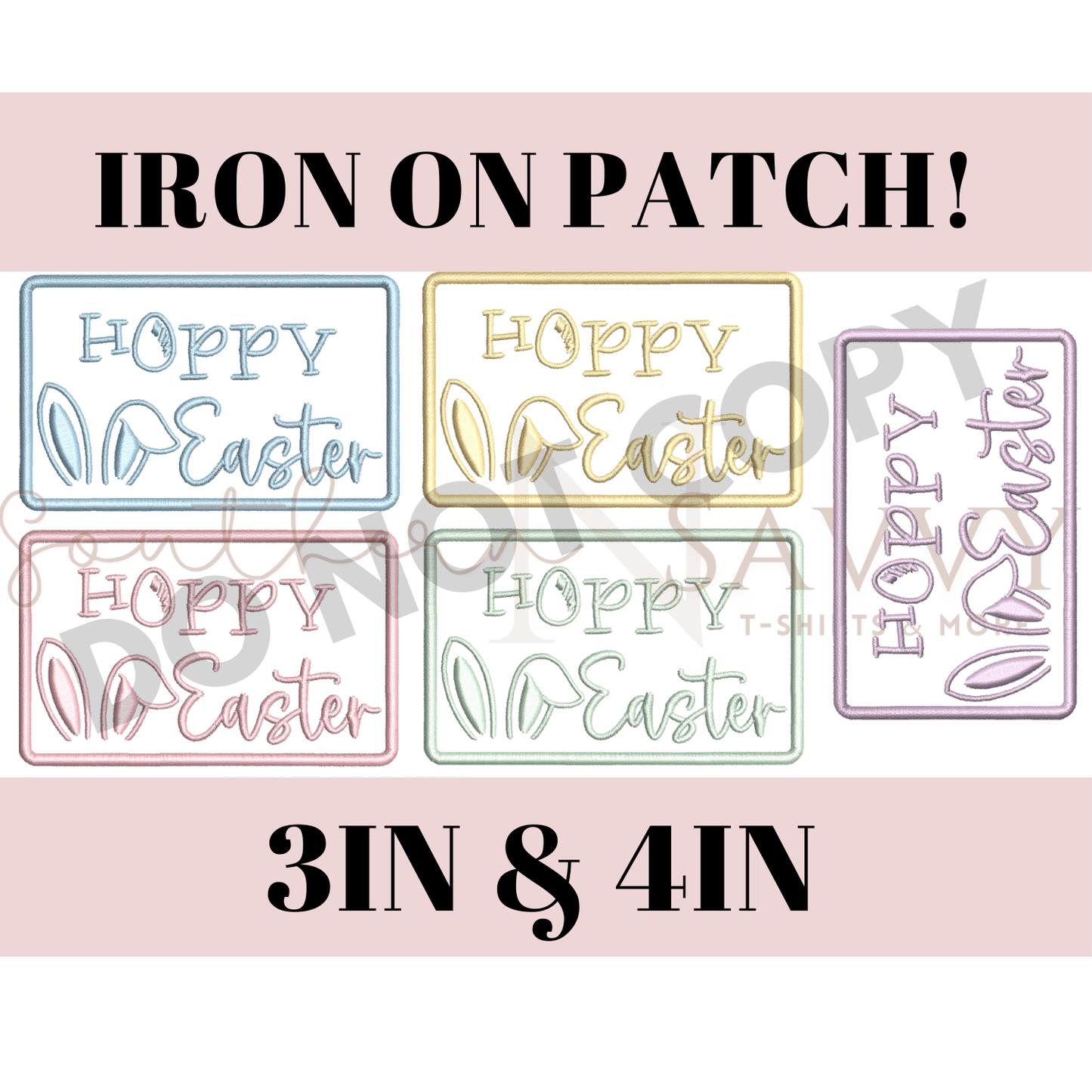 Hoppy Easter 4in Iron On Patch Trucker Hat Patch