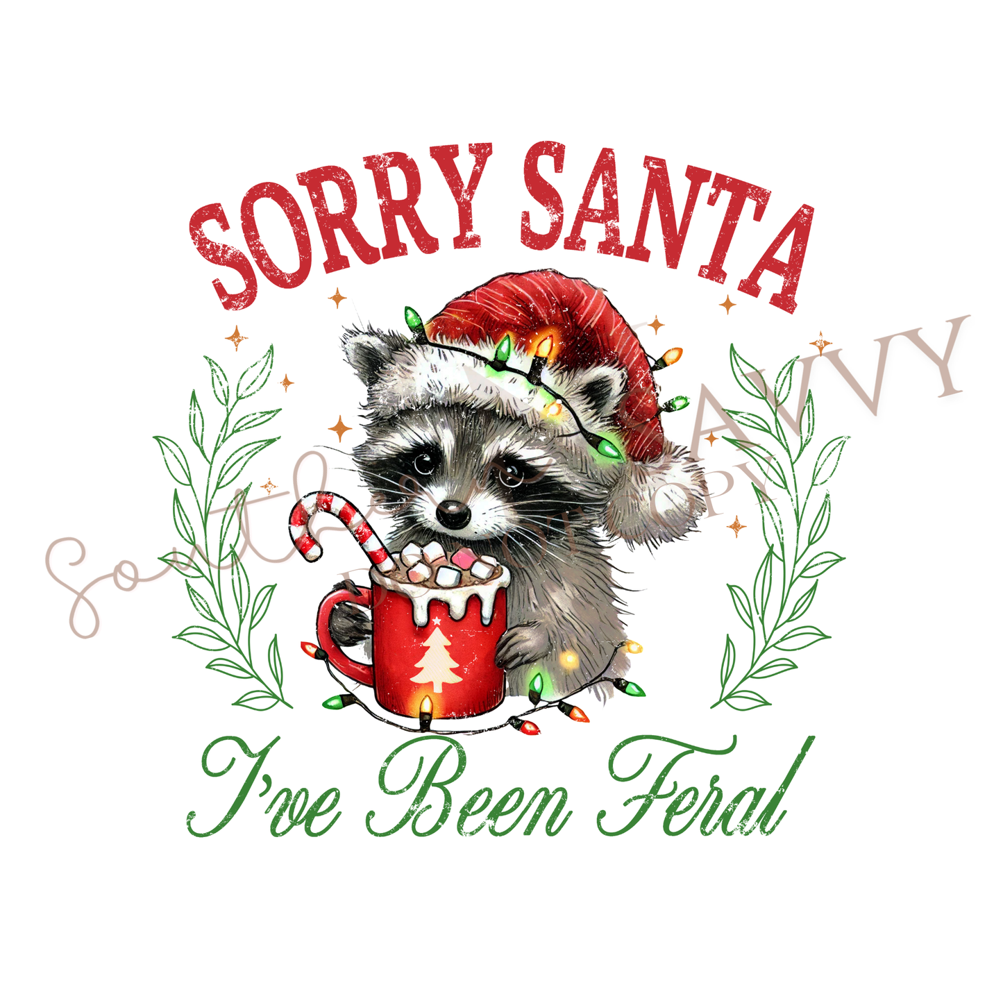 Sorry Santa Raccoon DTF