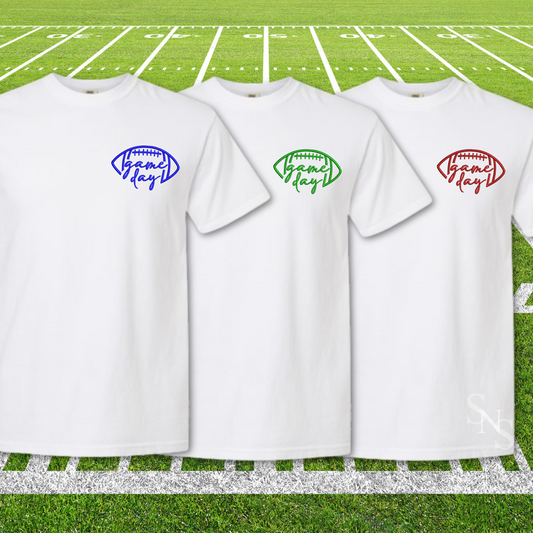 White Game Day Pocket SHORT SLEEVE Embroidered Shirt