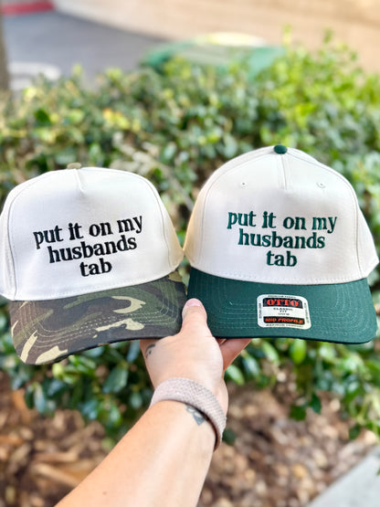 lowercase Put it on My Husband's Tab Embroidered Hat