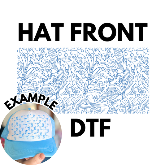 Blue Floral Hat Front DTF
