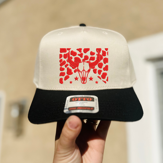 Cow Skull Embroidered Hat