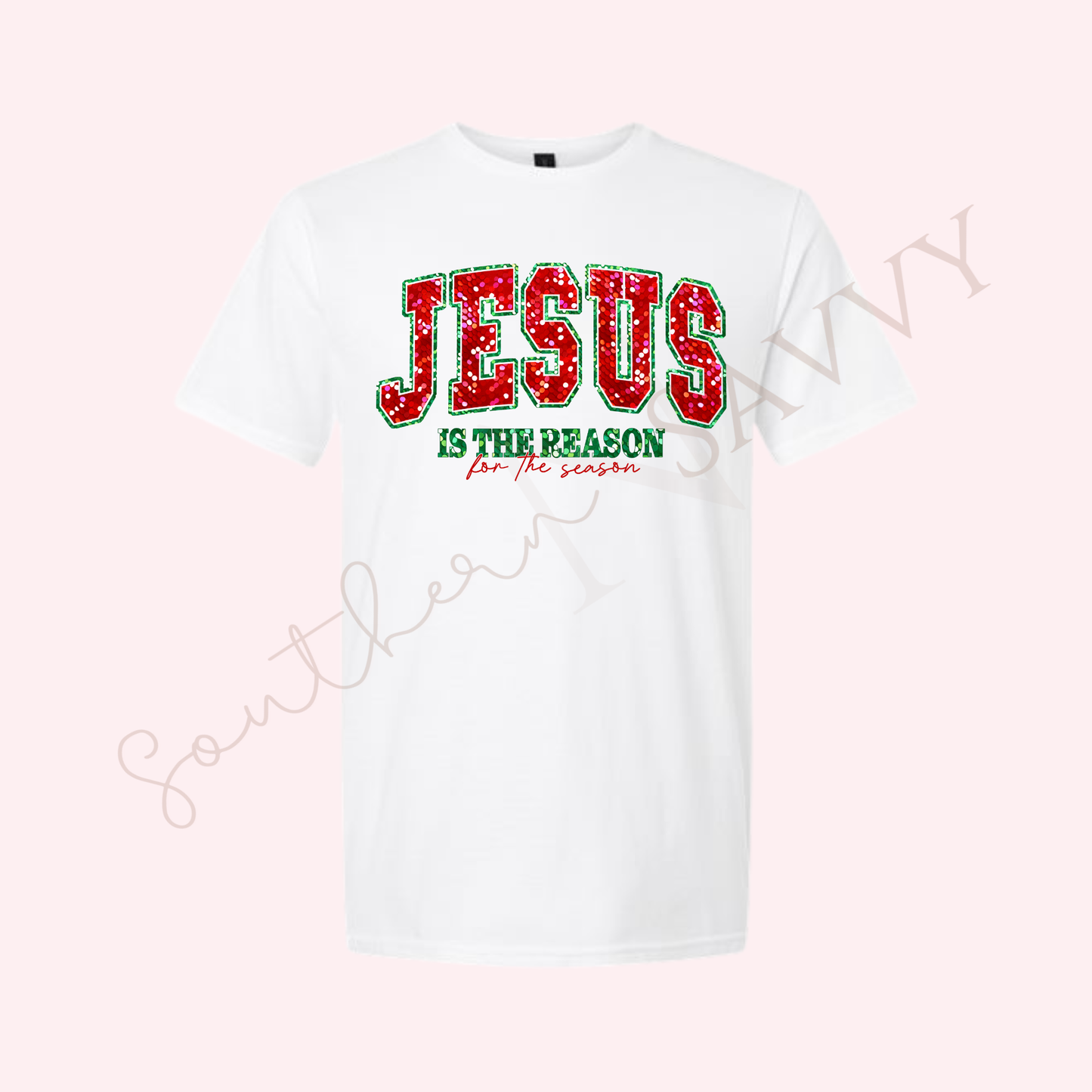 JESUS IS THE REASON - WHITE CHRISTMAS T SHIRT