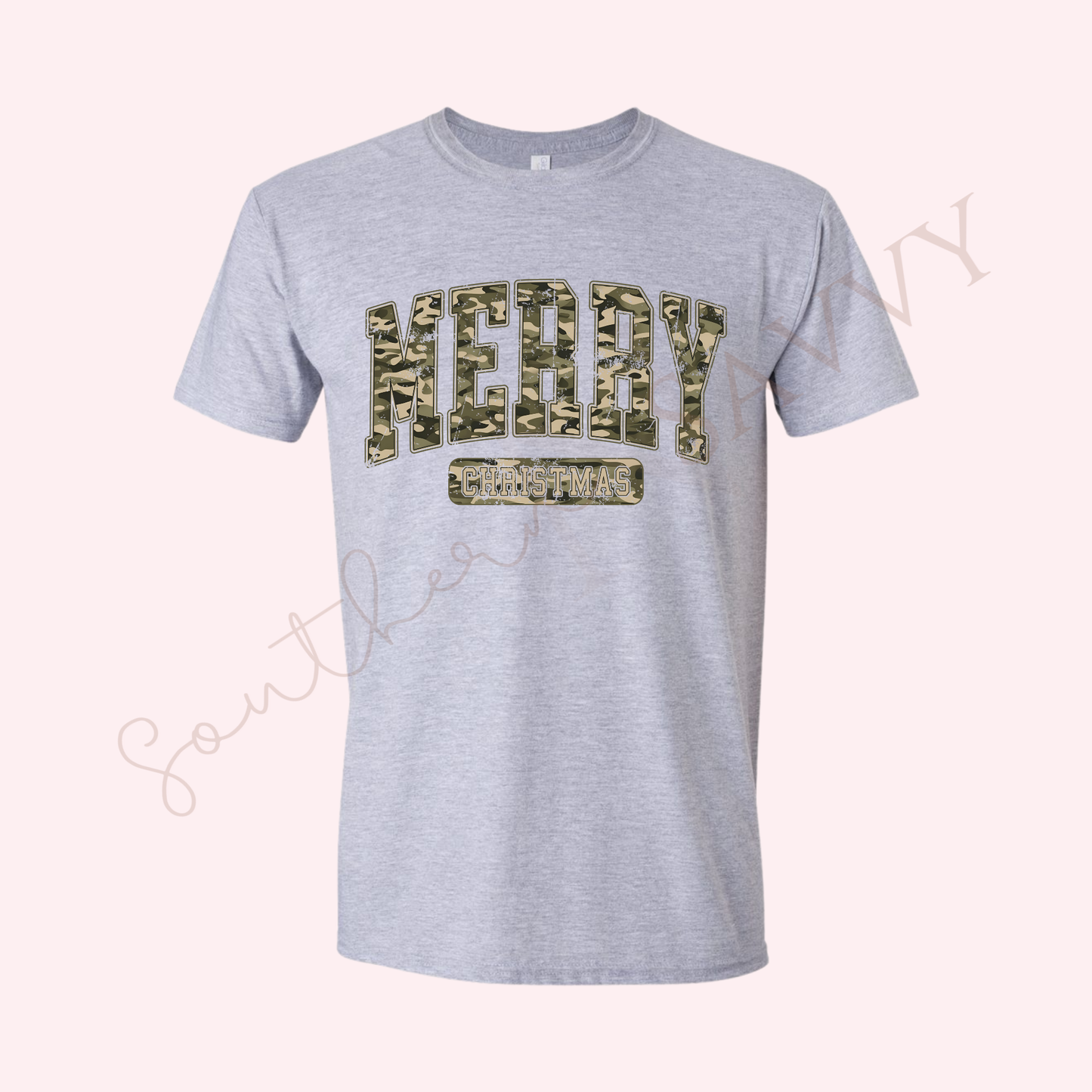 CAMO MERRY  | GREY CHRISTMAS T - SHIRT