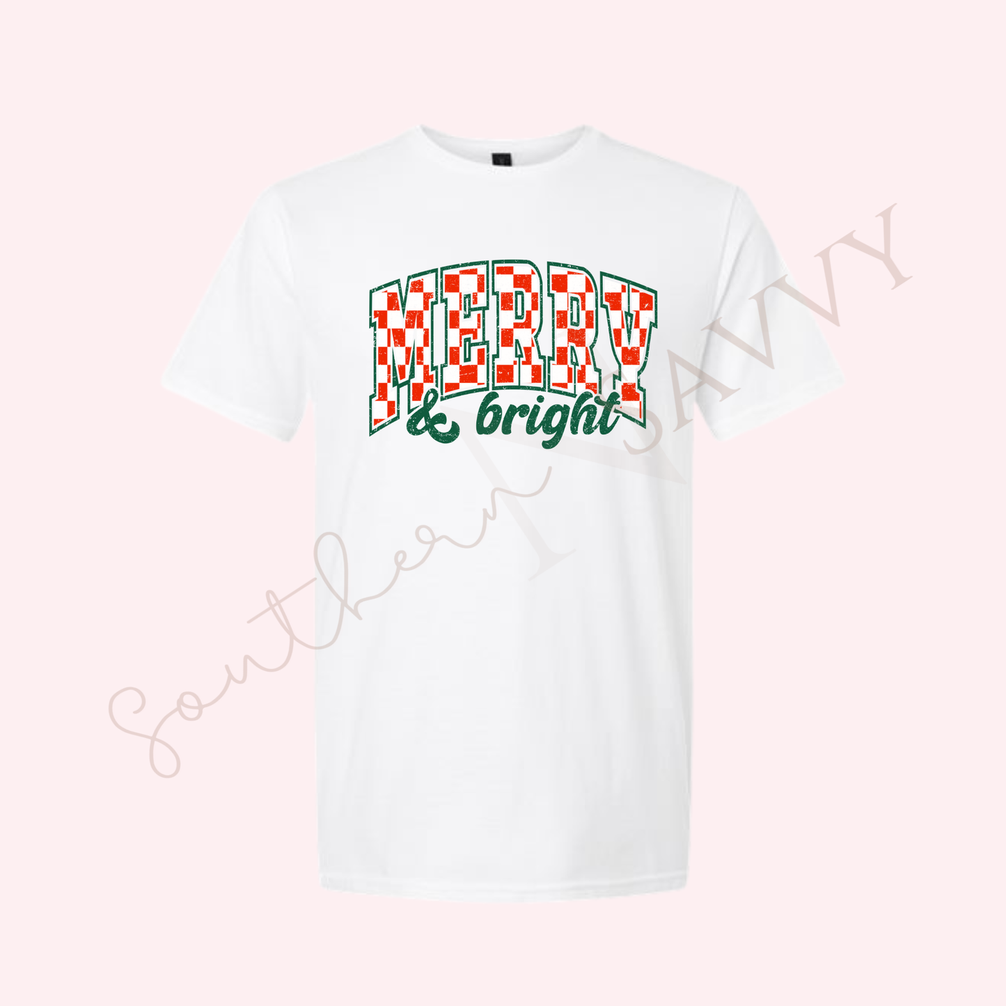 MERRY & BRIGHT  - WHITE CHRISTMAS T SHIRT