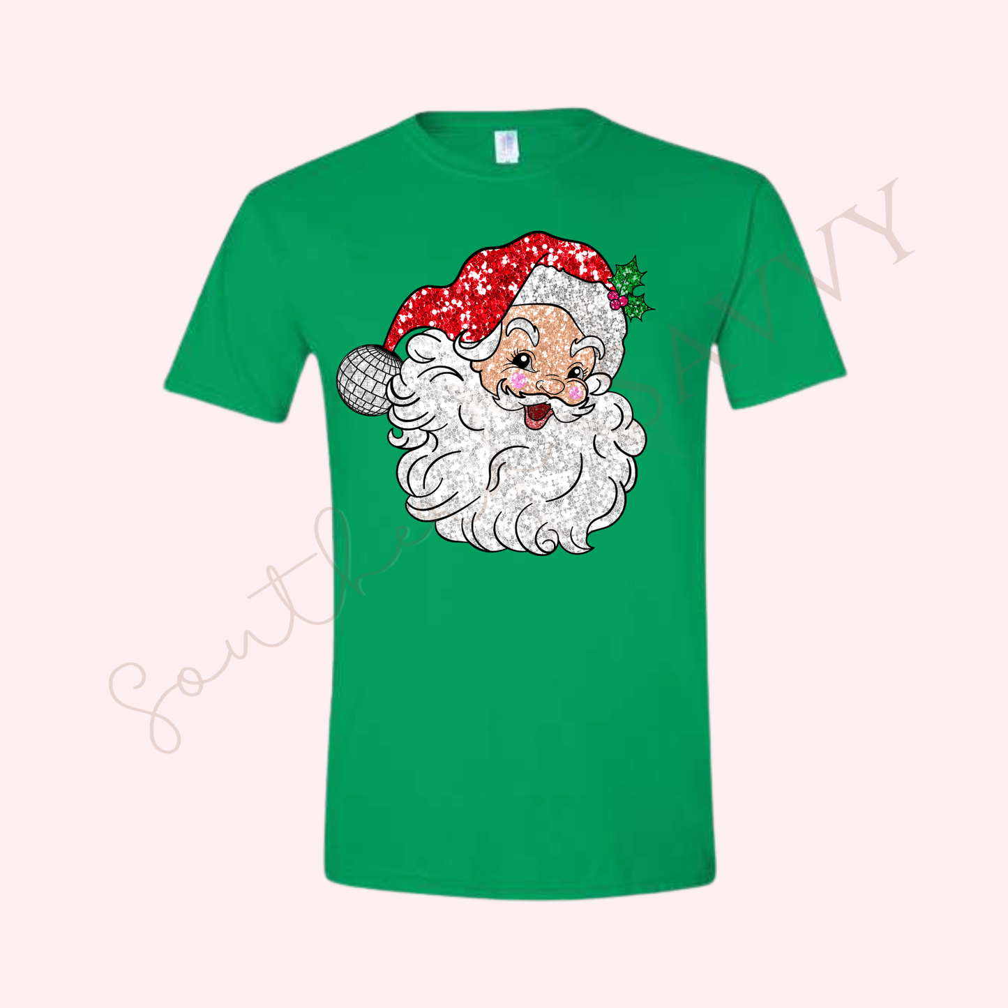 SANTA - GREEN CHRISTMAS T SHIRT