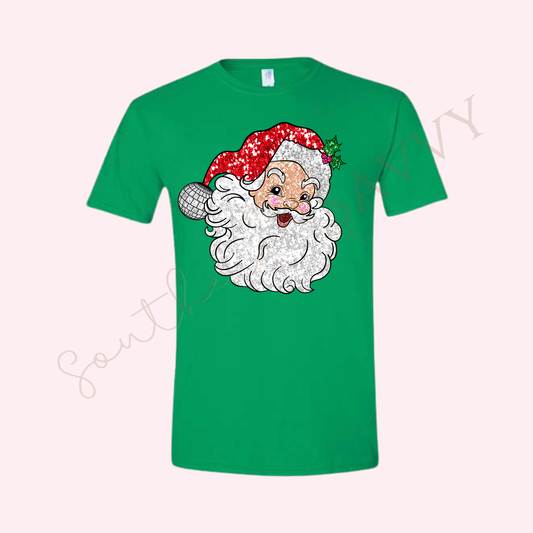 SANTA - GREEN CHRISTMAS T SHIRT