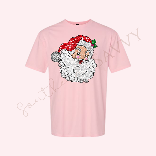 SANTA - CHRISTMAS  PINK T-SHIRT