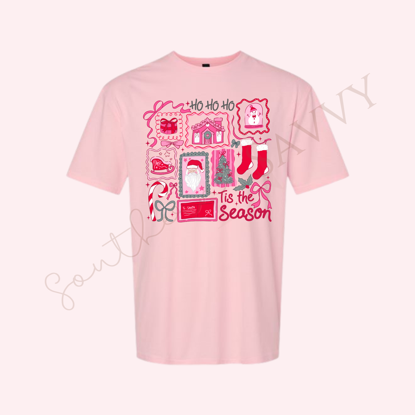 CHRISTMAS COLLAGE - CHRISTMAS  PINK T-SHIRT