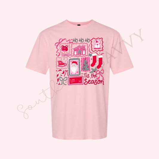 CHRISTMAS COLLAGE - CHRISTMAS  PINK T-SHIRT