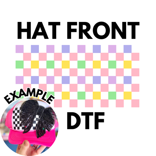 Pastel Checkered Hat Front DTF