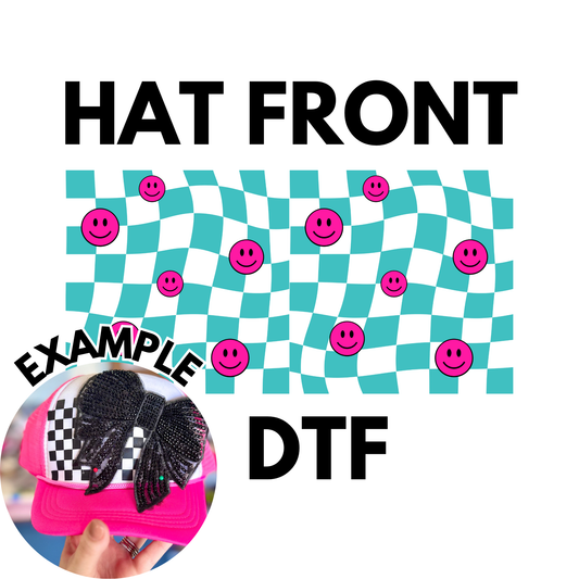 Checkered Smileys Hat Front DTF