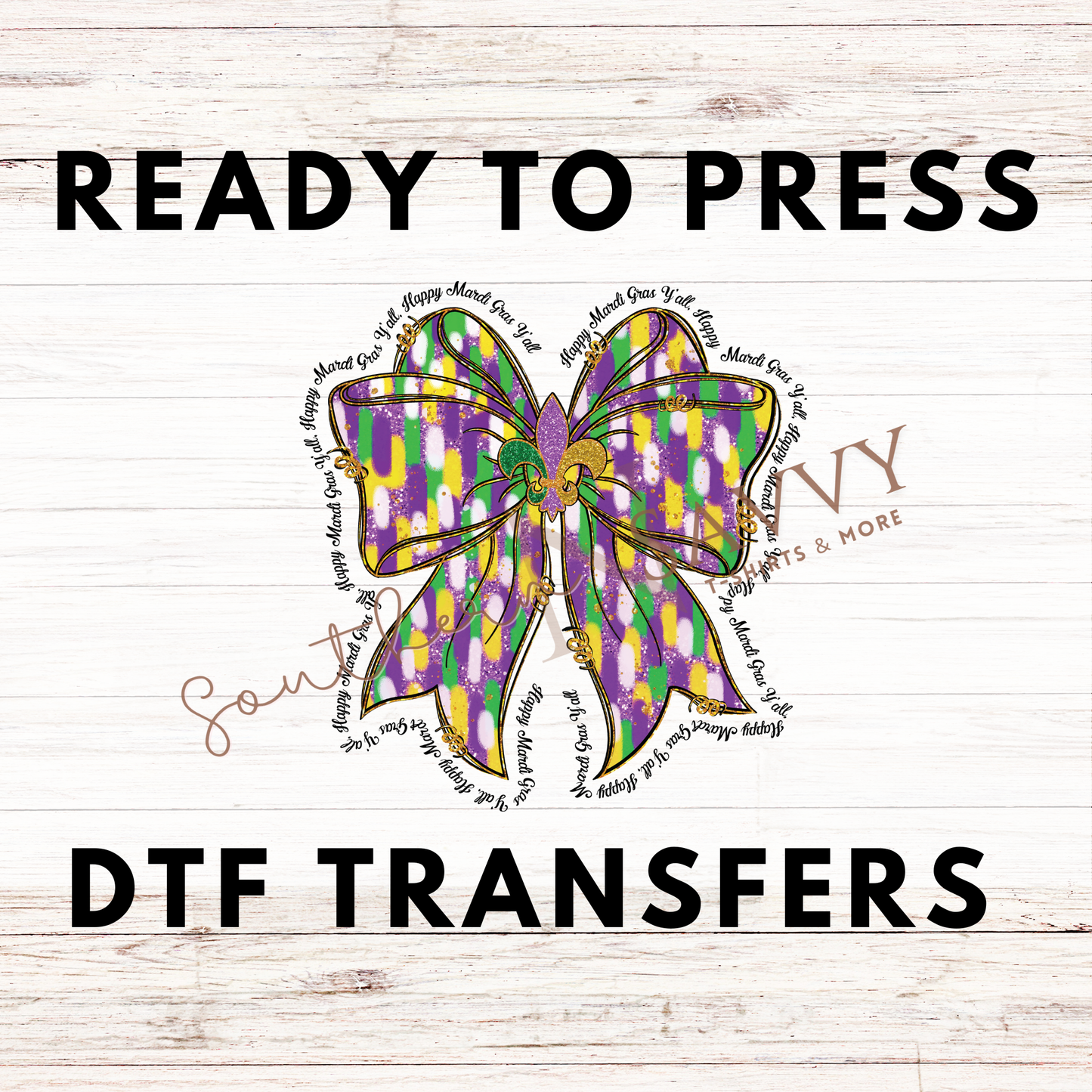 Mardi Gras Bow UV DTF & DTF