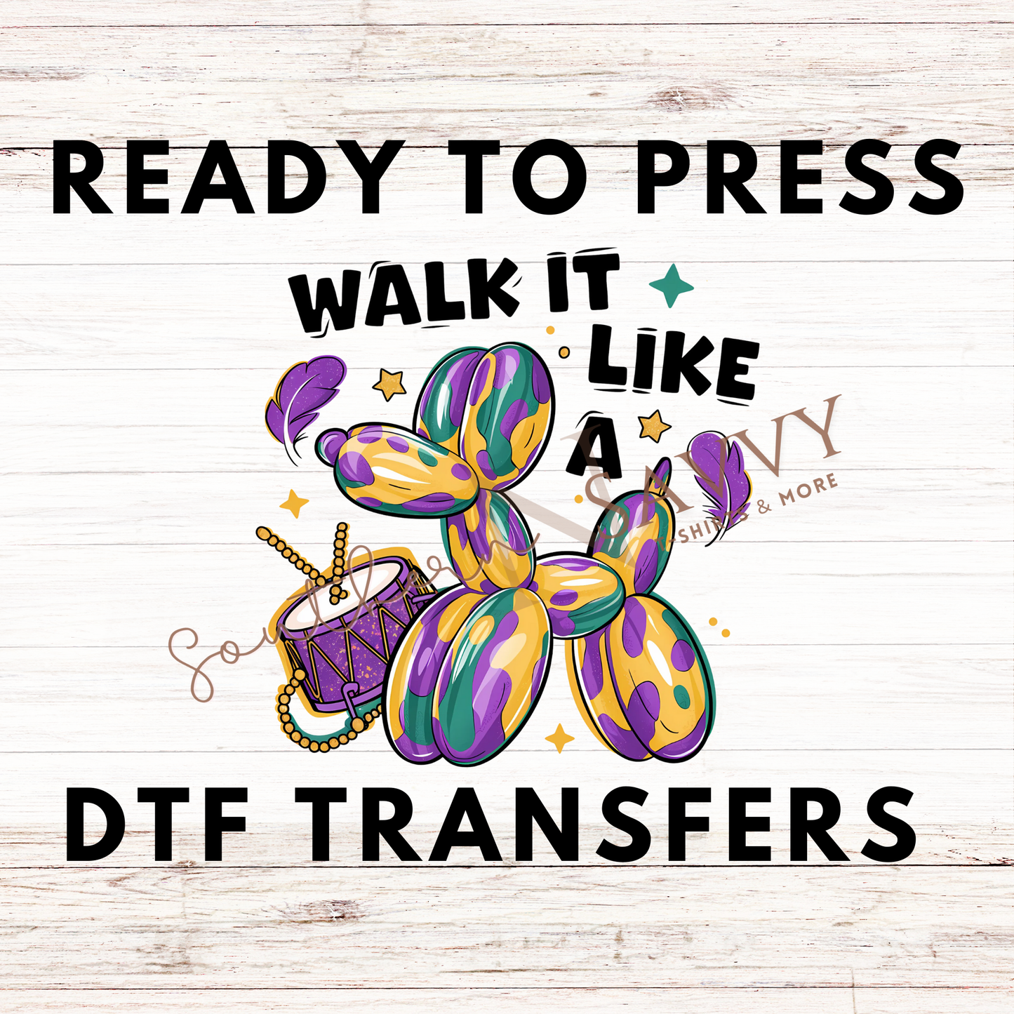 Mardi Gras Dog UV DTF & DTF