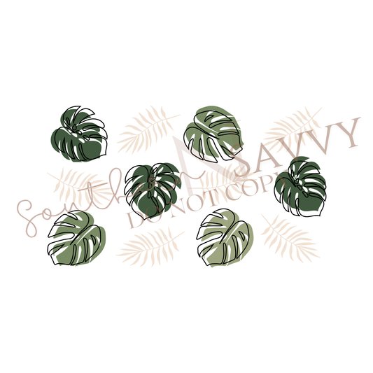 Monstera UV DTF 16oz Cup Wrap
