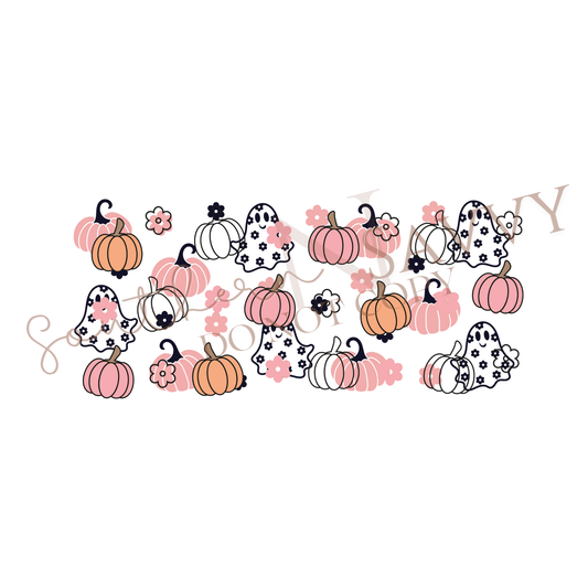 Pumpkin and Ghost UV DTF 16oz Cup Wrap