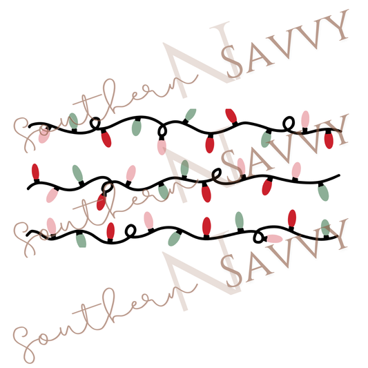 Christmas Lights UV DTF & DTF 16oz Cup Wrap