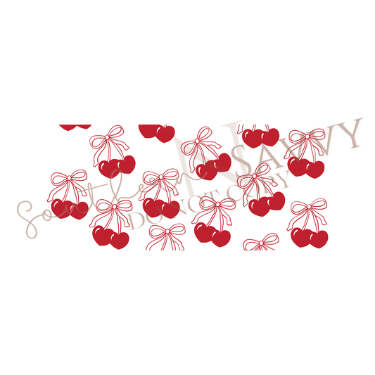 Cherry and Bow UV DTF 16oz Cup Wrap