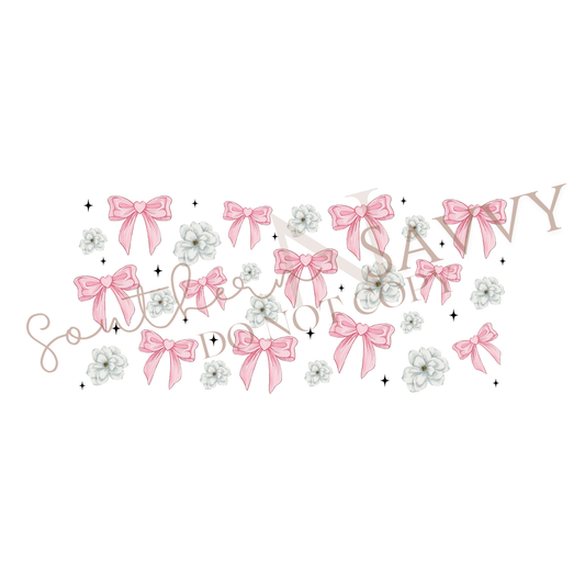 Bow and Flower UV DTF 16oz Cup Wrap