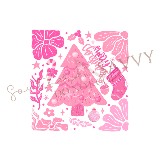Pink Merry Christmas UV DTF & DTF