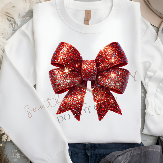 Christmas Bow T-shirt or Sweatshirt DTF Printed
