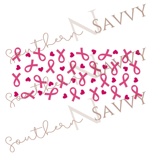 Pink Ribbon UV DTF 16oz Cup Wrap