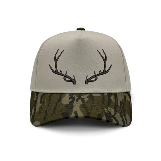 Deer Rack Antler Bottomland Camo Embroidered Hat