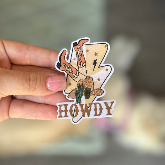 Howdy Boots Up Woven Patch