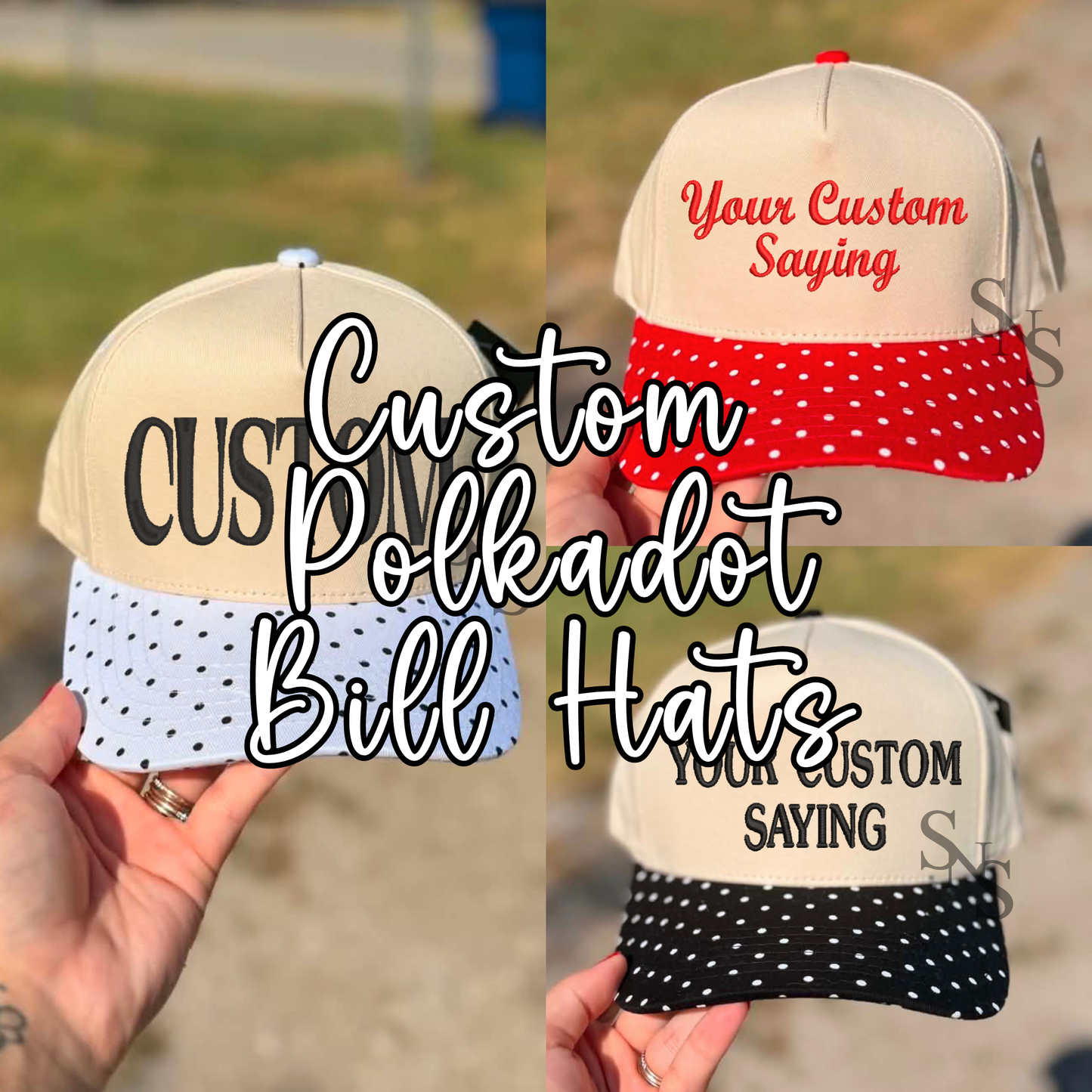 CUSTOM POLKA DOT BILL HATS | EMBROIDERED