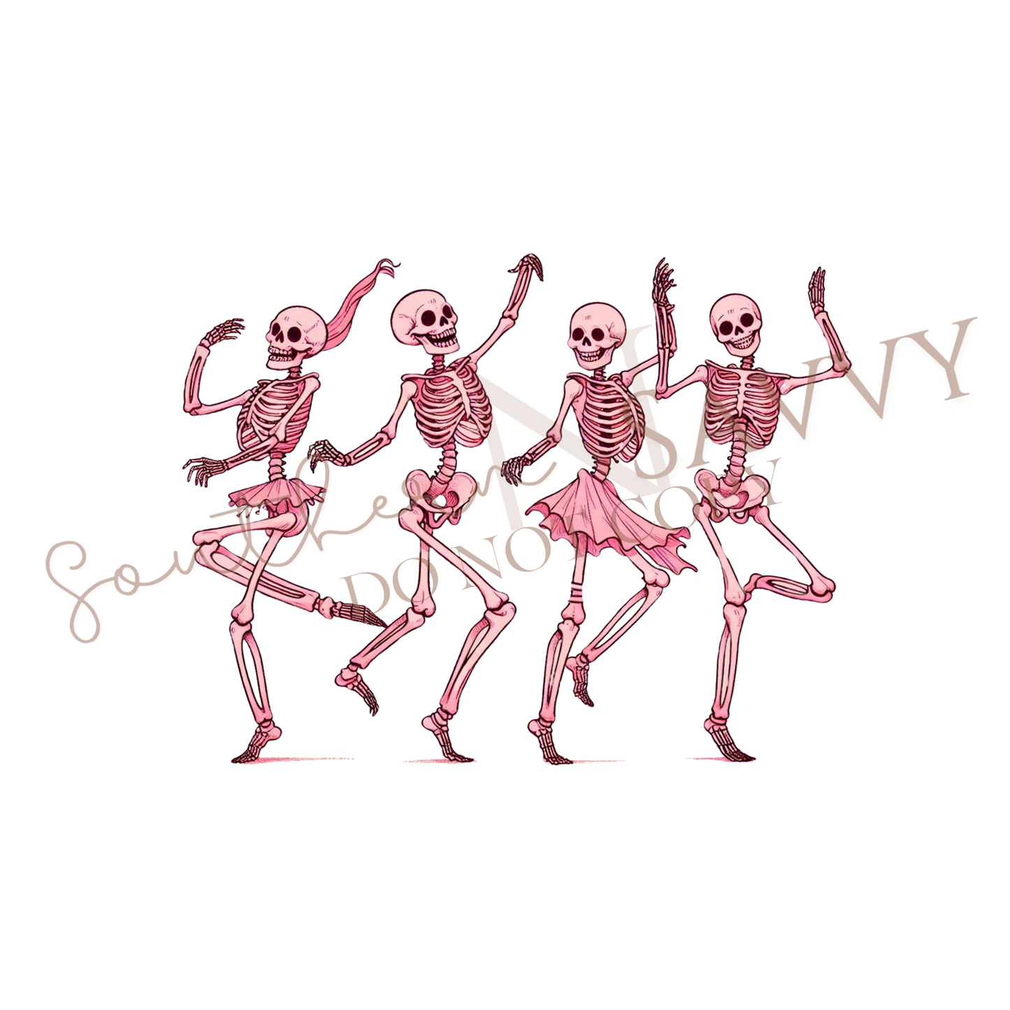 Pink Dancing Skeleton DTF