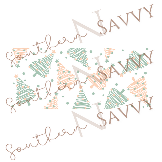 Christmas Trees UV DTF 16oz Cup Wrap