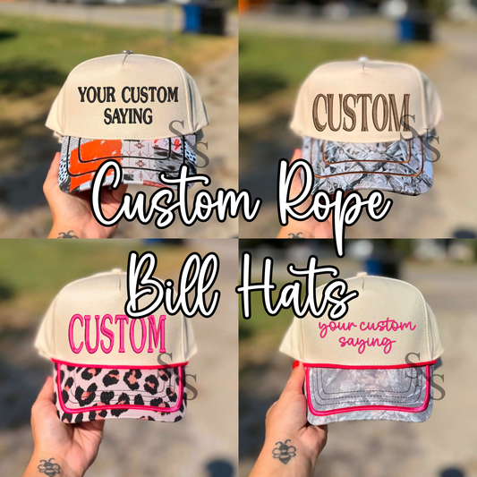 NEW CUSTOM ROPE BILL HATS | EMBROIDERED