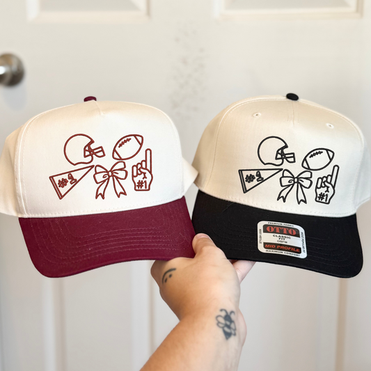 Bow Football Icons Embroidered Hat