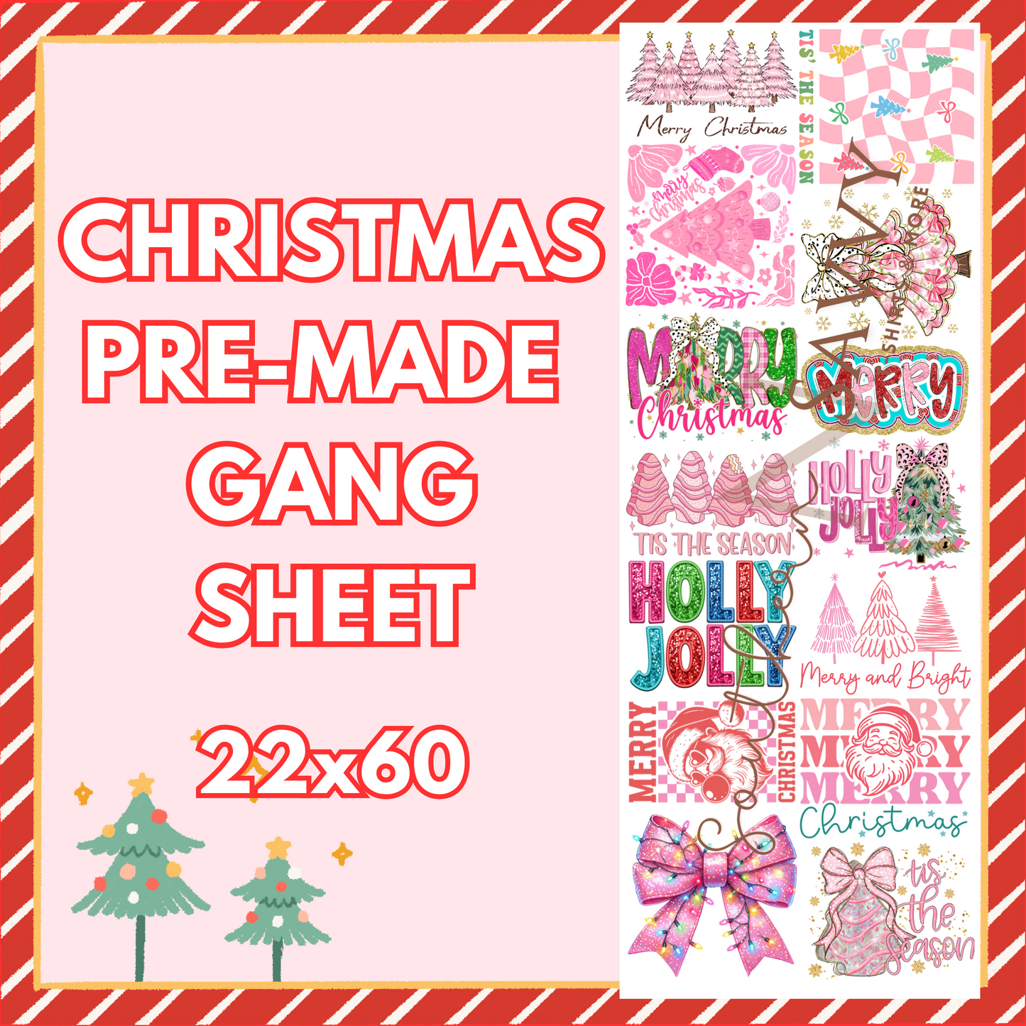 Pink Christmas Pre-Made DTF Gang Sheet