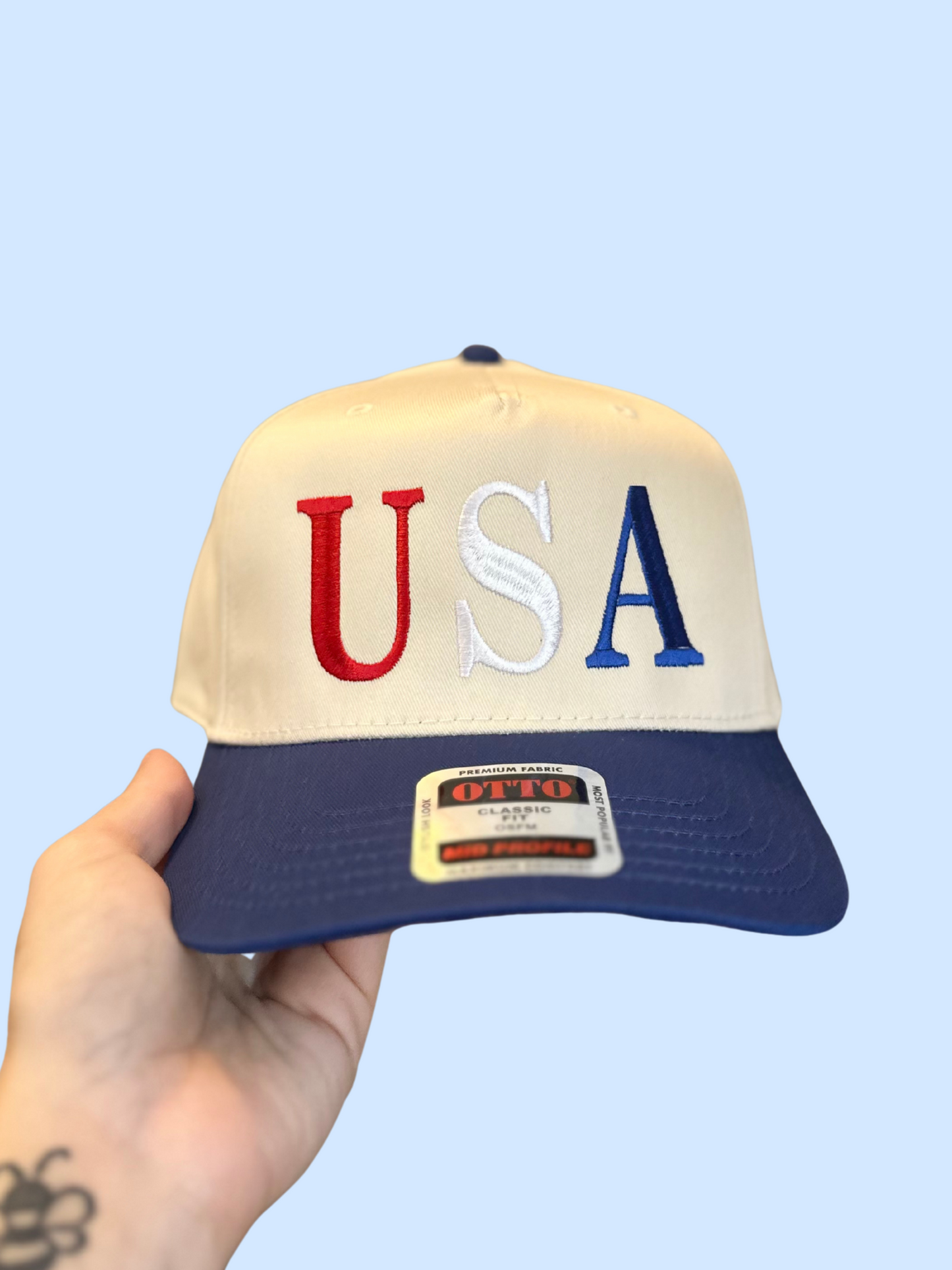 Red White Blue USA Embroidered Hat